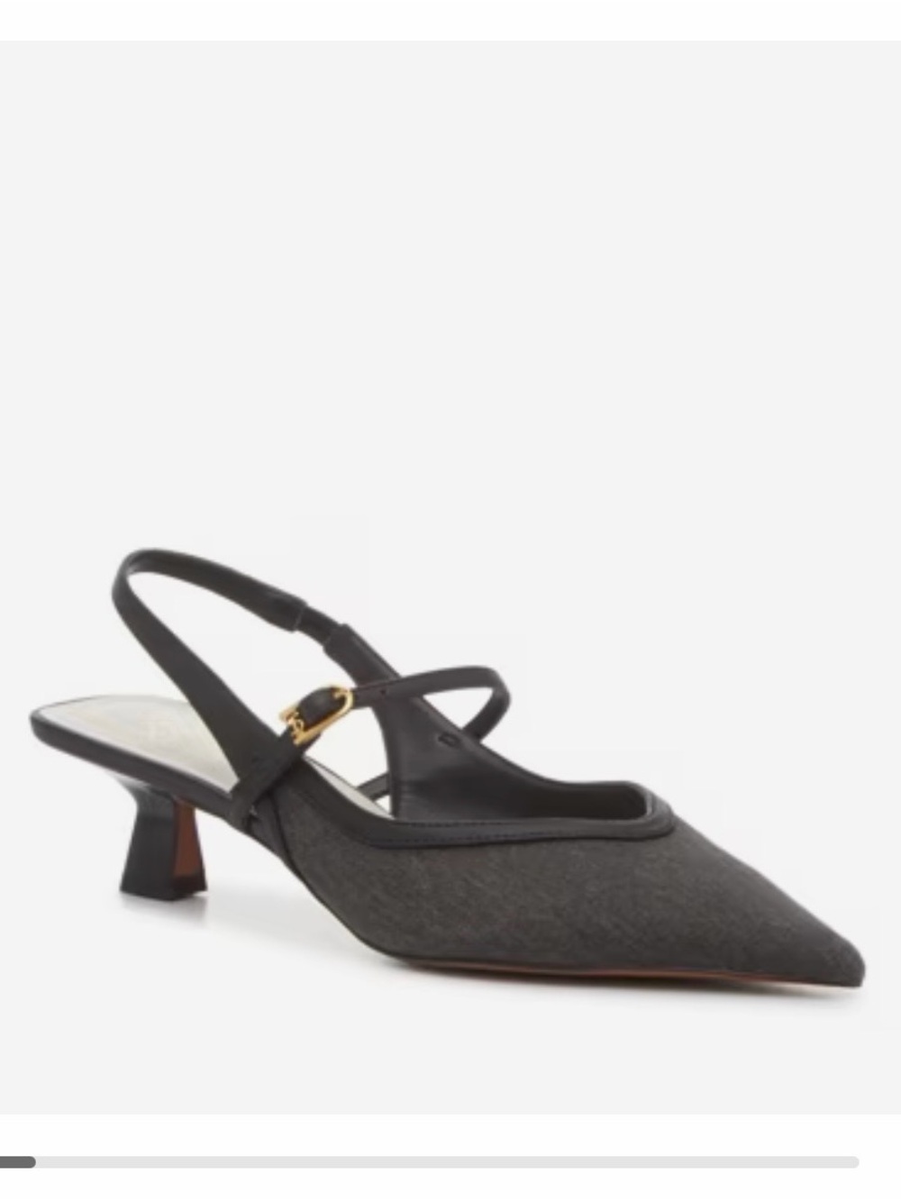Franco Sarto Black Pointed Slingback Kitten Heel